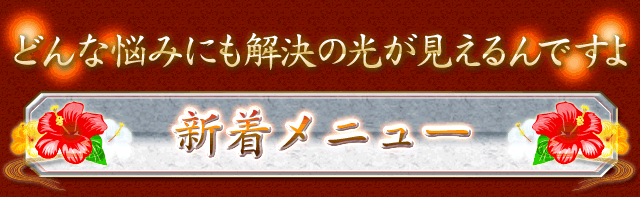 どんな悩みにも解決の光が見えるんですよ　新着メニュー