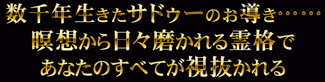 数千年生きたサドゥーのお導き……　瞑想から日々磨かれる霊格であなたのすべてが視抜かれる