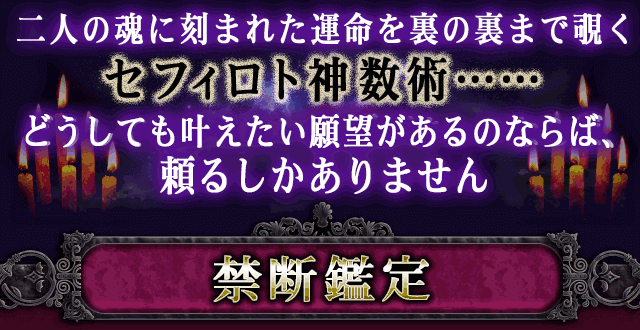 二人の魂に刻まれた運命を裏の裏まで覗くセフィロト神数術……どうしても叶えたい願望があるのならば、頼るしかありません　禁断鑑定