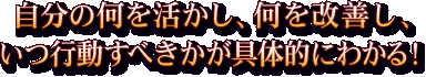 自分の何を活かし、何を改善し、いつ行動すべきかが具体的にわかる！