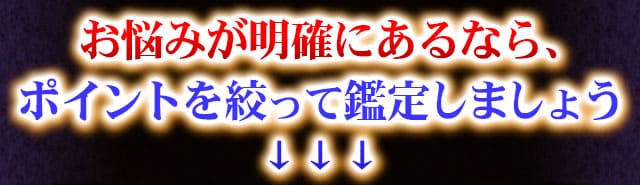 お悩みが明確にあるなら、ポイントを絞って鑑定しましょう　↓↓↓
