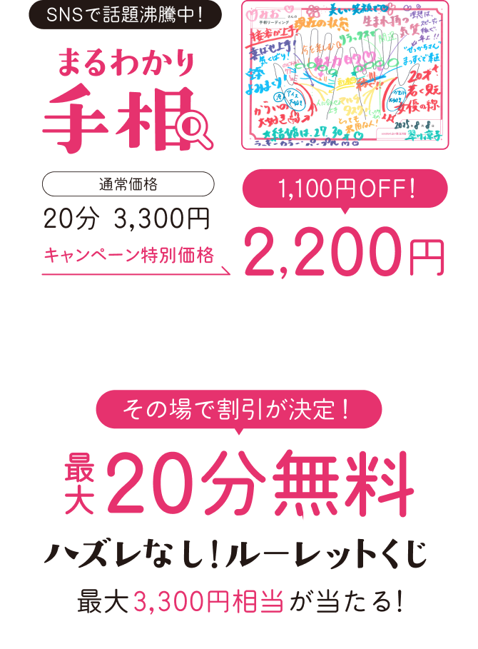 まるわかり手相 1,100円OFF 2,200円